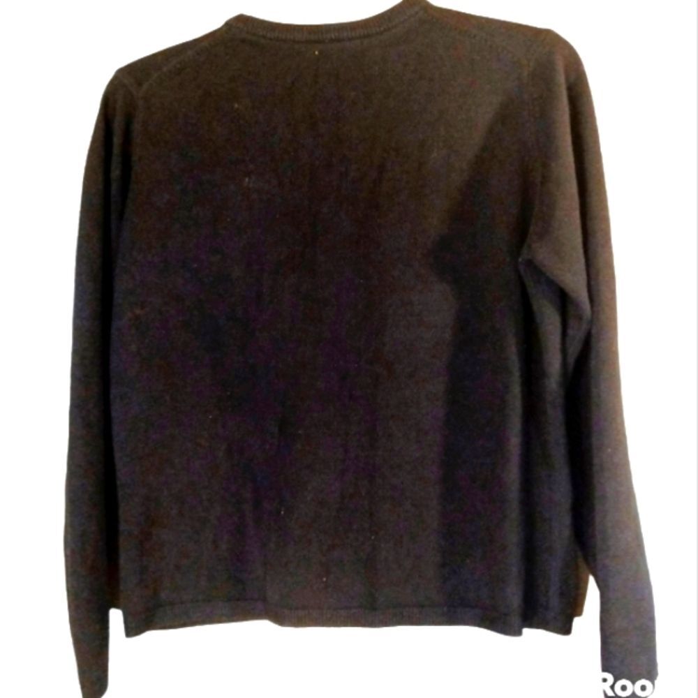 Women's Classic Black Round Neck Button Down Knit Cardigan Sweater Sz S/M - Picture 3 of 4